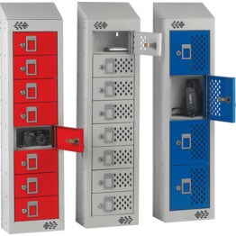 Personal Item Lockers - Nest 2, solid 4 door, sloping top