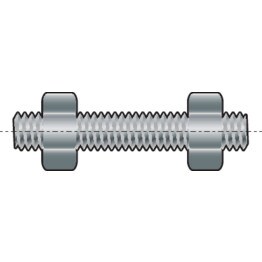 Screwed Studding - UNC - Steel - Grade B7/2H -  Stud Bolt With 2 Hex Nuts - BS 4882