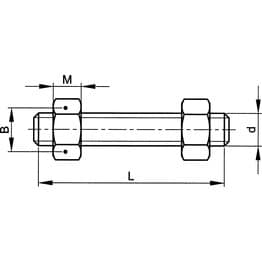 Screwed Studding - UNC - Stainless Steel Gr.B8 / Gr.8  - Stud Bolt With 2 Hex Nuts - BS 4882