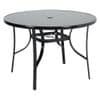 Round Garden Table Dining Table Furniture with Parasol Hole Outdoor