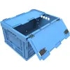 Polypropylene Folding Box, Capacity 22 L, With Hinged Lid, Blue