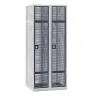 Perforated Sheet Steel Locker - Width 800mm - 2 Compartments, For Padlock, Basalt Grey Doors