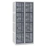 Perforated Sheet Steel Locker - Width 800mm - 8 Compartments, For Padlock, Basalt Grey Doors