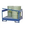 Drum Sump Tray For Transport And Storage - Open Rear And Side Steel Frame - Not Stackable, For 4 Drums, Blue