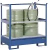 Drum Sump Tray For Transport And Storage - Open Rear And Side Steel Frame - Not Stackable, For 2 Drums, Blue