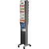 Brochure Display Stand, Mobile, 16 Lockers, HxWxD 1675 X 300 X 385mm, Aluminium Silver