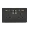 Knightsbridge 13A 2G Switched Socket with Dual Usb Charger (2.4A) - Matt Black - SFR9224MBB