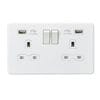 Knightsbridge 13A 2G Switched Socket with Dual Usb Charger (2.4A) - Matt White - SFR9224MW