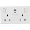 13A 2G Switched Socket with Outboard Rockers and Dual Usb (A+C) 5V Dc 4.8A Shared 230V IP20 - SN9002