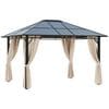 3.6 X 3 (M) Hardtop Gazebo Canopy with Polycarbonate Roof & Steel Frame, Brown