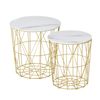 Set of 2 Nesting End Tables Side Tables w/Steel Frame and Removable Top, White