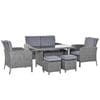 6 Pcs Outdoor All Weather PE Rattan Dining Table Sofa Furniture Sets w/Cushions