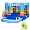 Kids Rainbow Bouncy Castle & Pool House Inflatable Trampoline W/Blower Pump