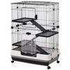 Four-Level Small Animal Cage, Indoor Bunny House w/Wheels, Black, 81x52.5x114cm