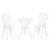 3 Pcs Aluminium Bistro Set Garden Furniture Dining Table and Chairs White