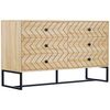 Chest of 6 Drawers Sideboard Cabinet Storage Unit Bedroom Wood w/Black Metal