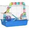 Hamster Cage Rodents House W/Tubes Exercise Wheel, Water Bottle - Blue