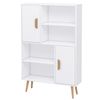 Free Standing Bookcase Shelves Unit Storage Cabinet W/Two Doors Wooden Display