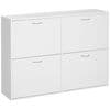 Wooden 4 Drawer Shoes Cabinet Multi Flip Down Shelf Drawer Organizer - White
