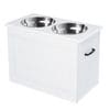 Raised Pet Dog Bowls with Storage Function 2 Stainless Steel Bowls Elevated Base