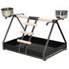 Bird Playstand with Wooden Perch Ladder Feeding Cups for Macaw Parrot Conure