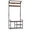 Coat Rack Stand Shoe Storage Bench with 9 Hooks Shelves for Bedroom 180cm