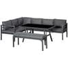 4 Piece Aluminium Garden Dining Furniture Set w/Bench, Dining Table & Cushions