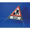 Roll-up Road Signs Sign Type 750mm Triangular Sign + Extra Sign Description Man At Work with 'End' Message
