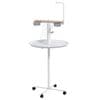Bird Table with Four Wheels Perches Stainless Steel Bowls Round Tray