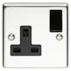 Socket 1 Gang DP Switched 13A Polished Steel Black Insert - V x 1300PSBK/D