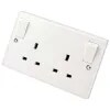 Socket 2 Gang DP Switched 13A White Outboard Rockers