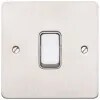 Switch 1G 2 Way SP 20A Brushed Stainless Steel White Inserts