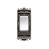 Grid Switch 1 Way SP 10A Brushed Stainless Steel Black Inserts