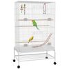 Bird Cage with Stand Wheels Toys for Budgies Finches White - D10-090V00WT