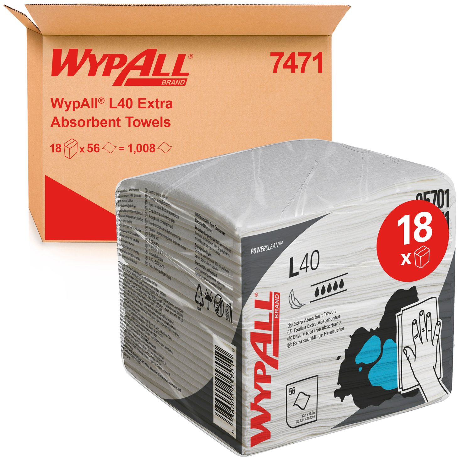Wypall Folded Paper Wipers - 18 Packs