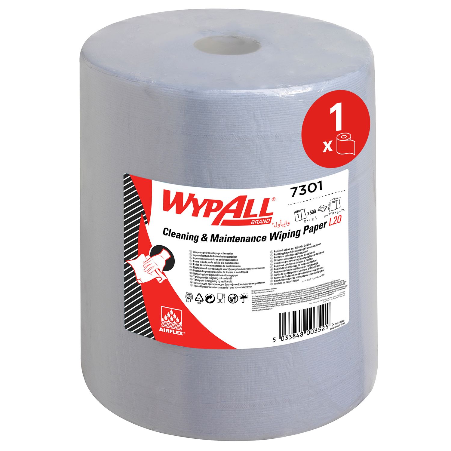 Wypall L20 Extra Wide Blue Roll Paper Wipers - 1 Roll