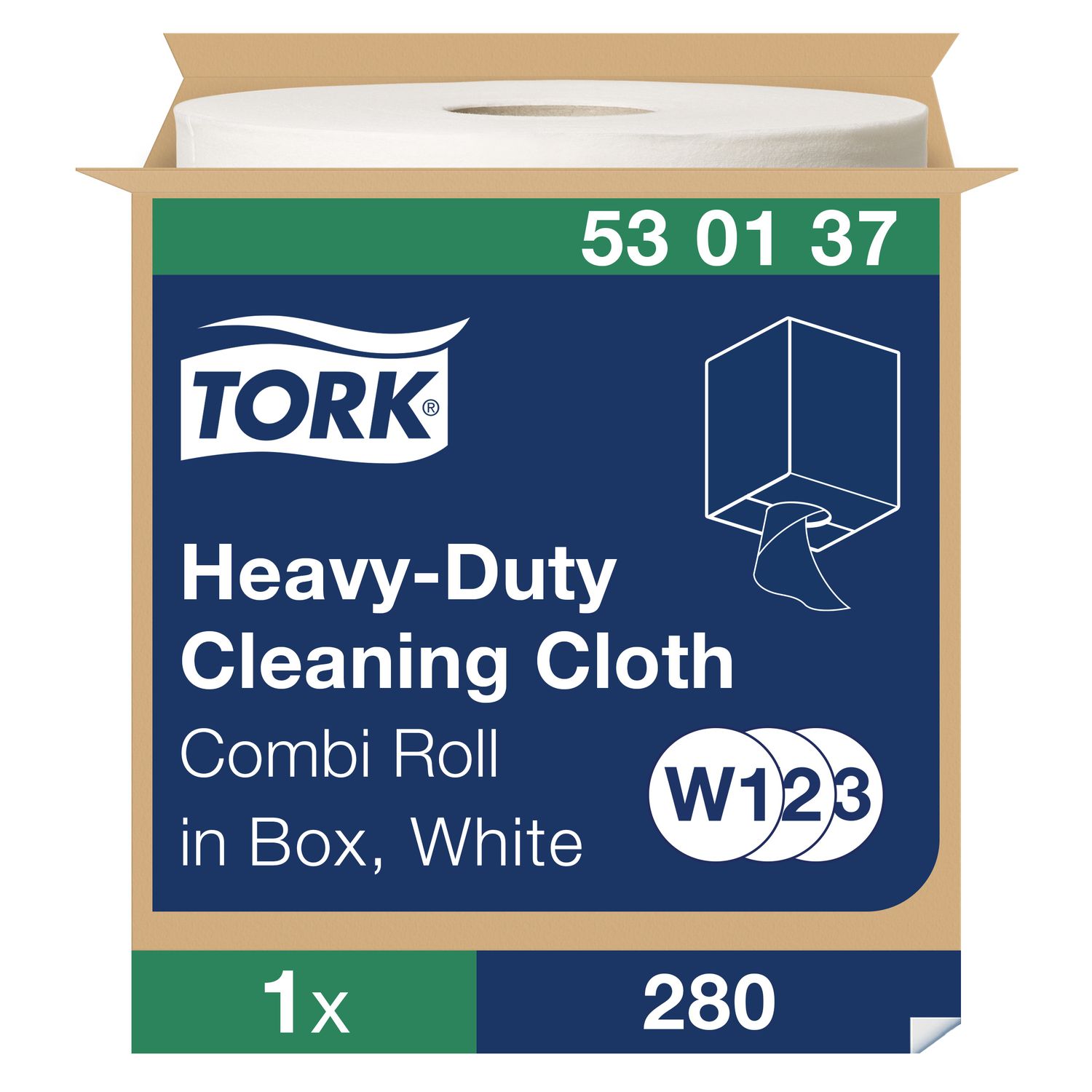 Tork 530137 Heavy Duty Cleaning Cloth White, 1 Roll
