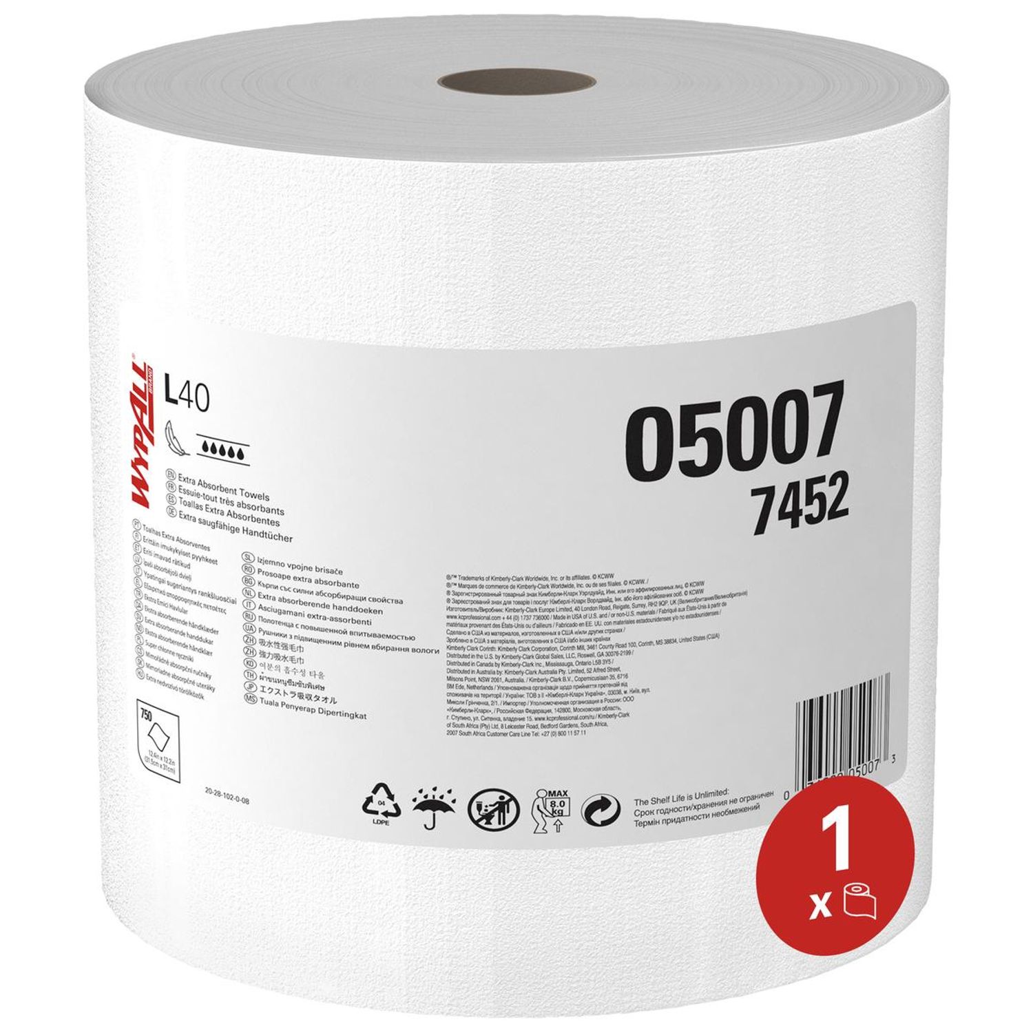 Wypall L40 Power Clean Large Paper Wiper Roll - 1 Roll