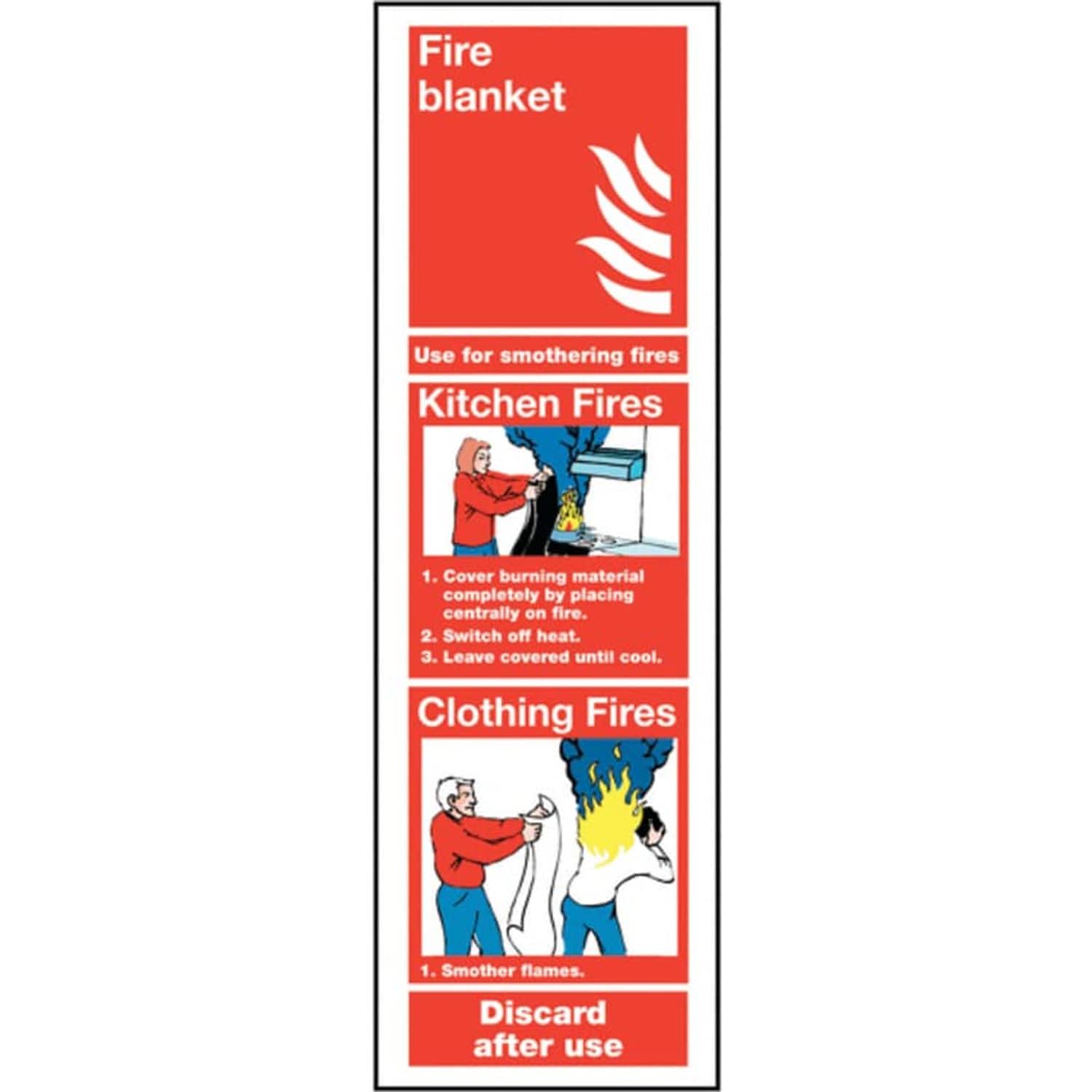 Sitesafe 300 x 100mm Fire Blanket Sticker - Rigid