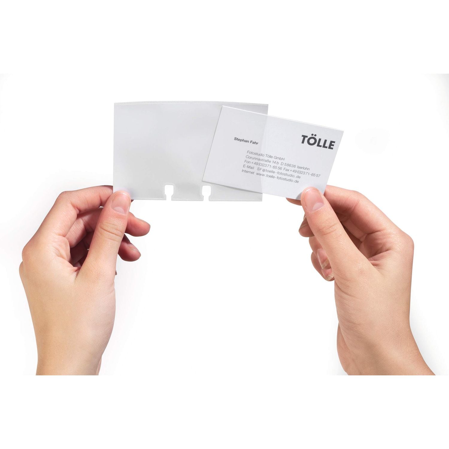 Durable Business Card Pockets Extension Set Transparent, Pack of 40