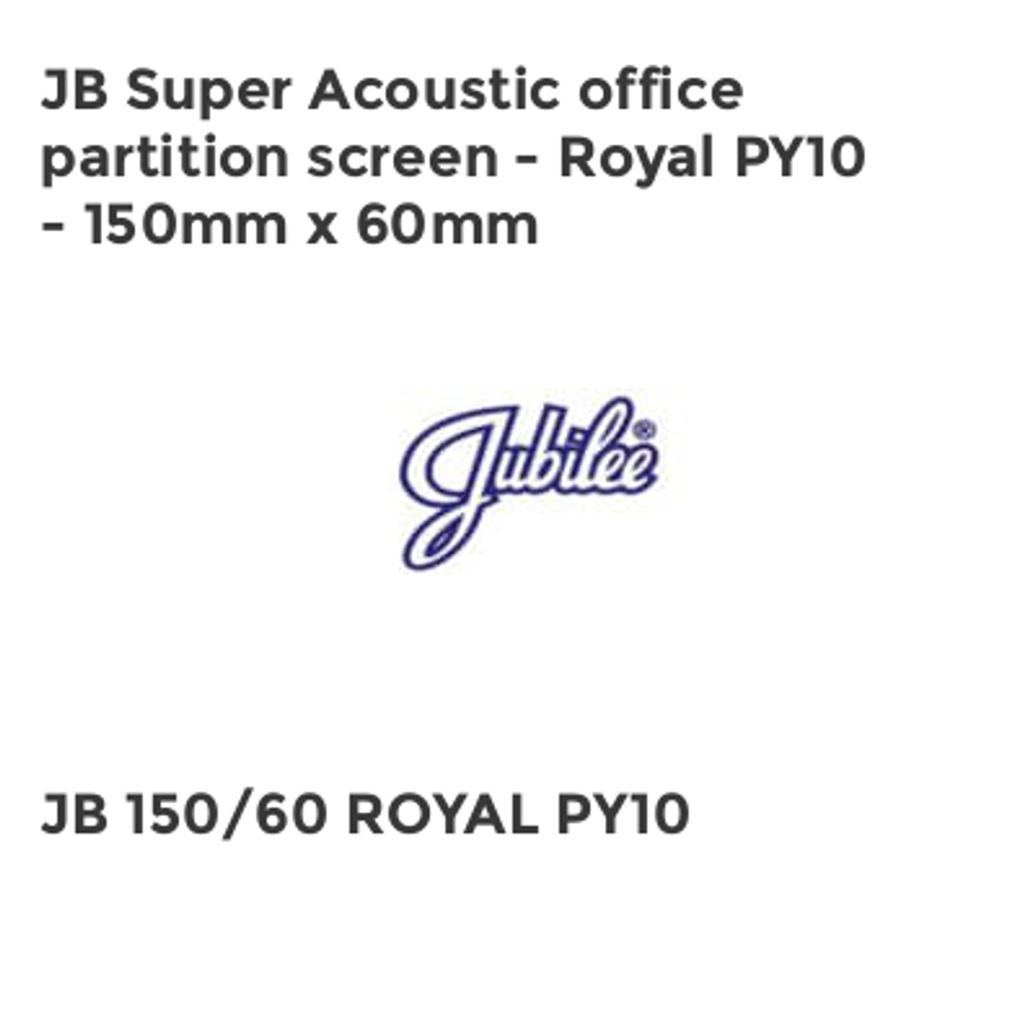 Jubilee JB Super Acoustic Office Partition Screen - Royal PY10 - 150cm x 60cm
