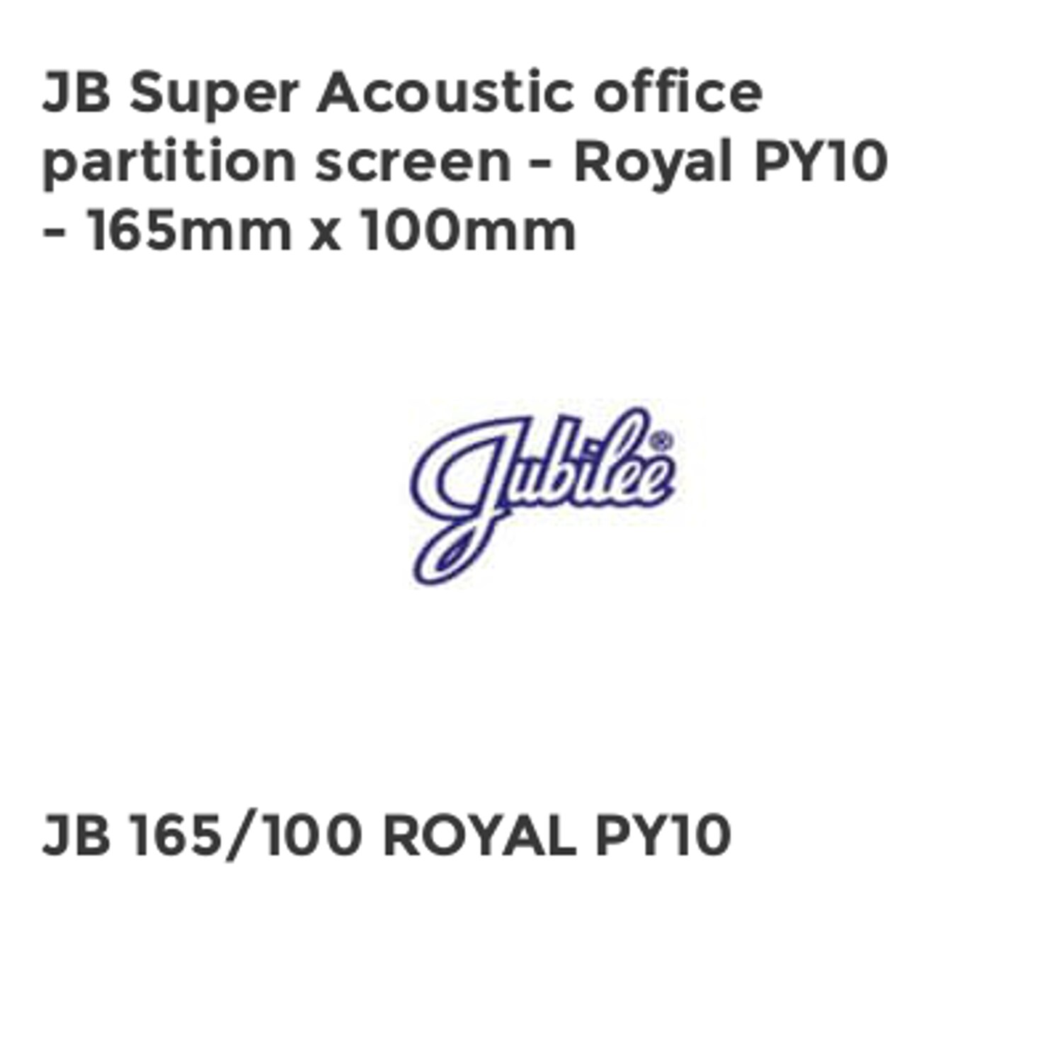 Jubilee JB Super Acoustic Office Partition Screen - Royal PY10 - 165cm x 100cm