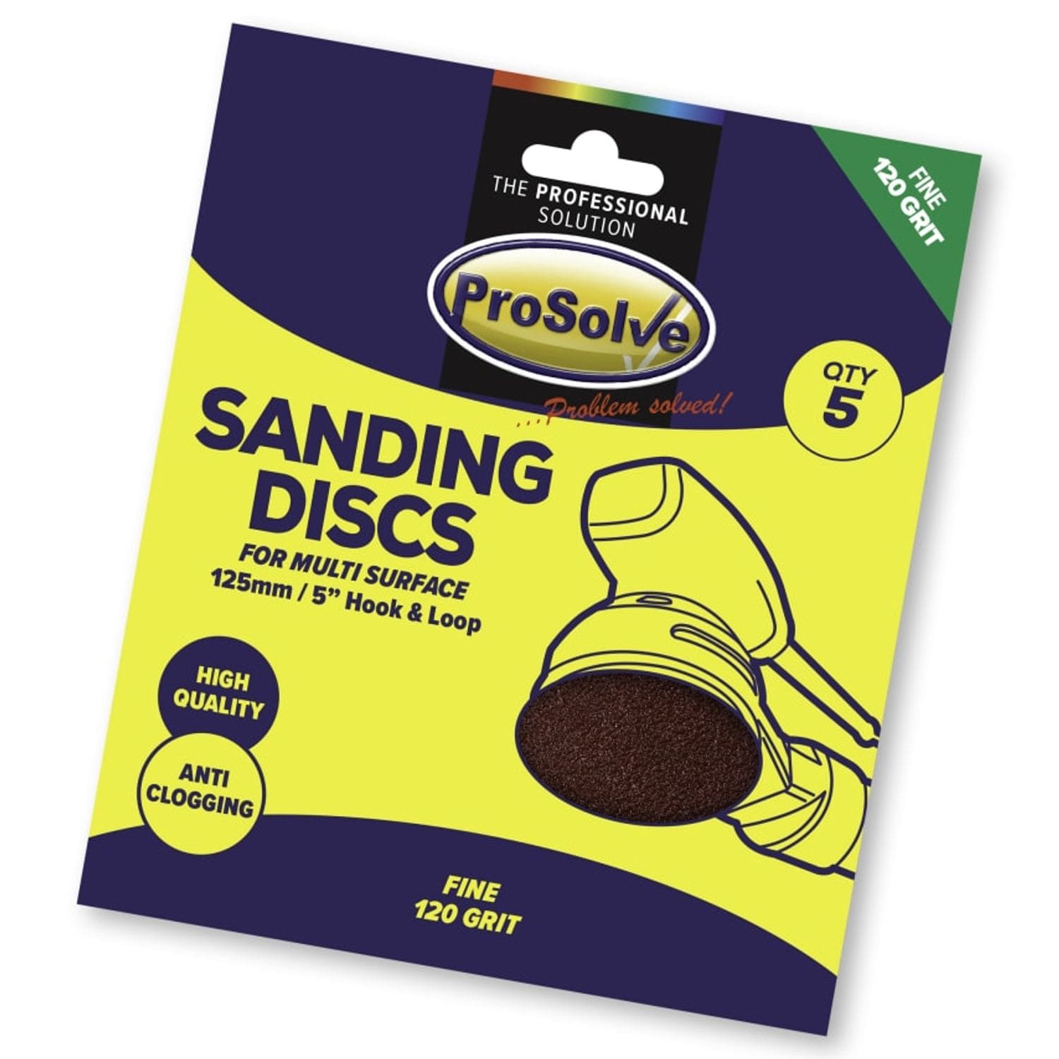 ProSolve Sanding Disc Hoop & Loop 5" 120 Grit (5  Pieces)