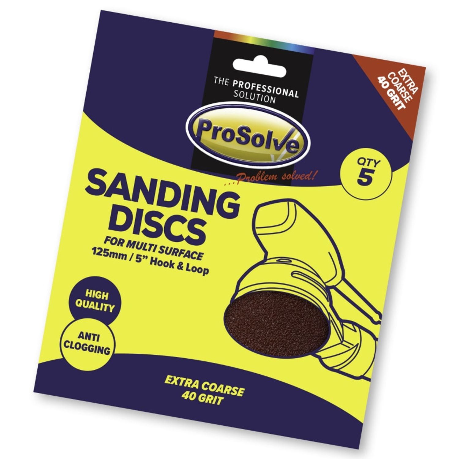 ProSolve Sanding Disc Hoop & Loop 5" 40 Grit (5  Pieces)
