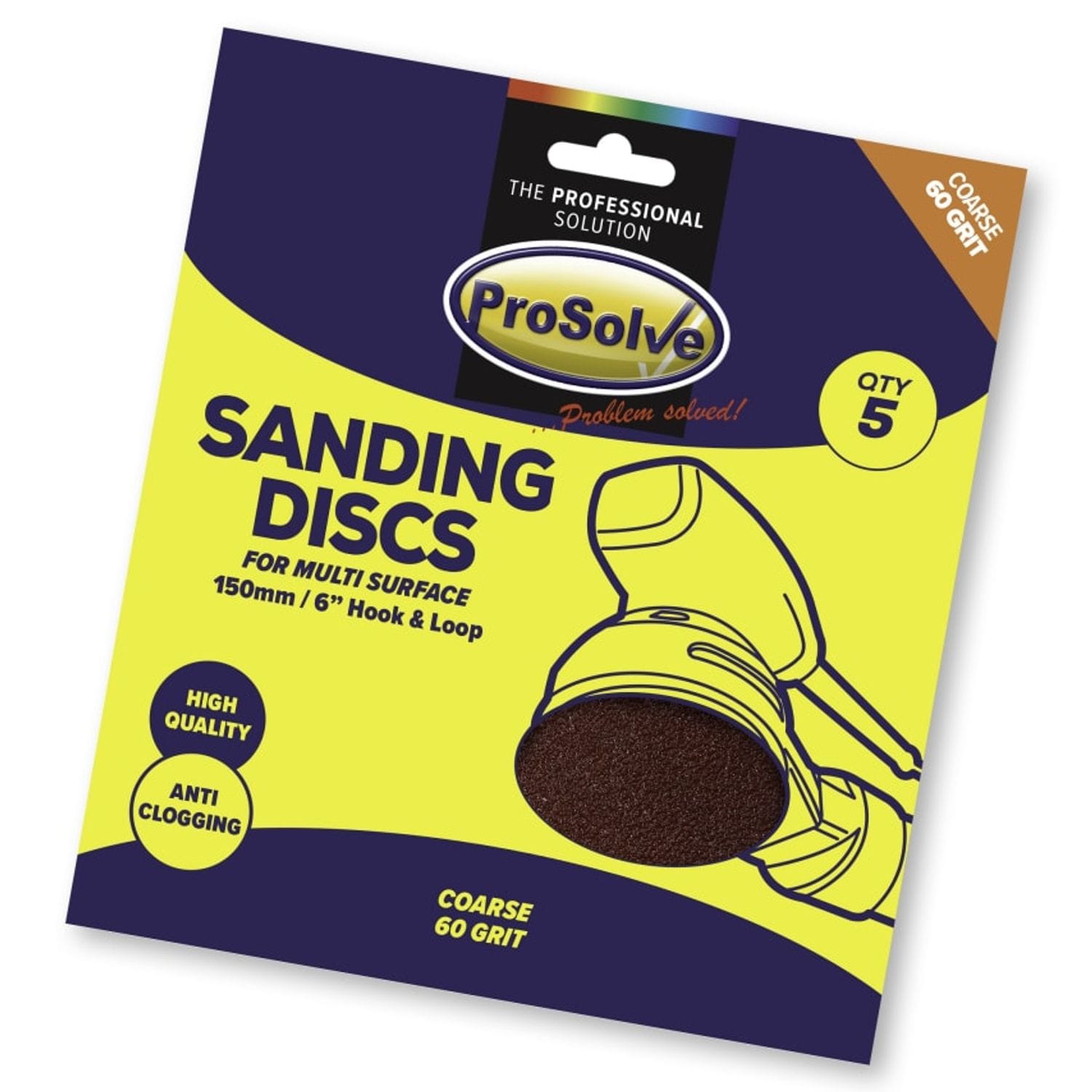 ProSolve Sanding Disc Hoop & Loop 6" 60 Grit (5  Pieces)