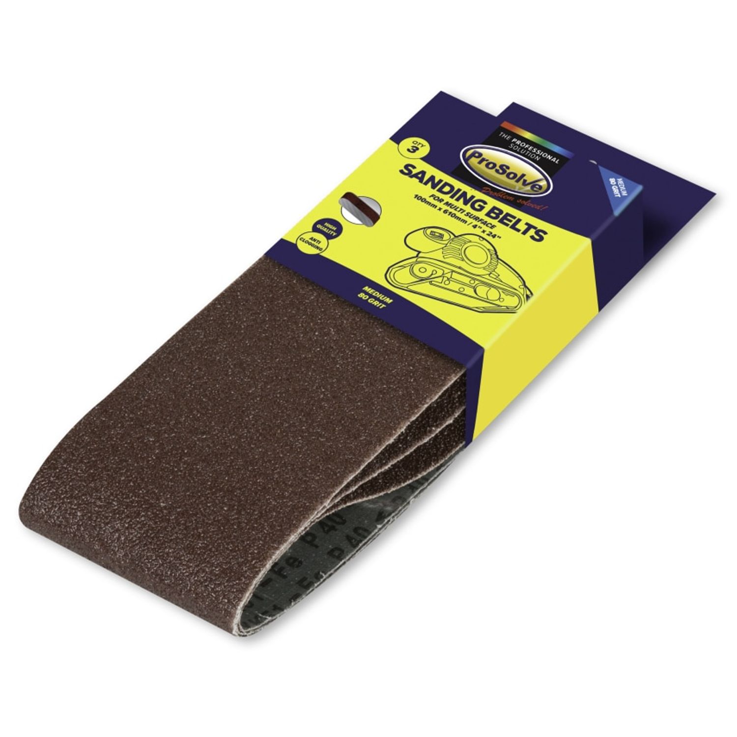 ProSolve Sanding Belt 100X610 80 Grit (3 Pieces)