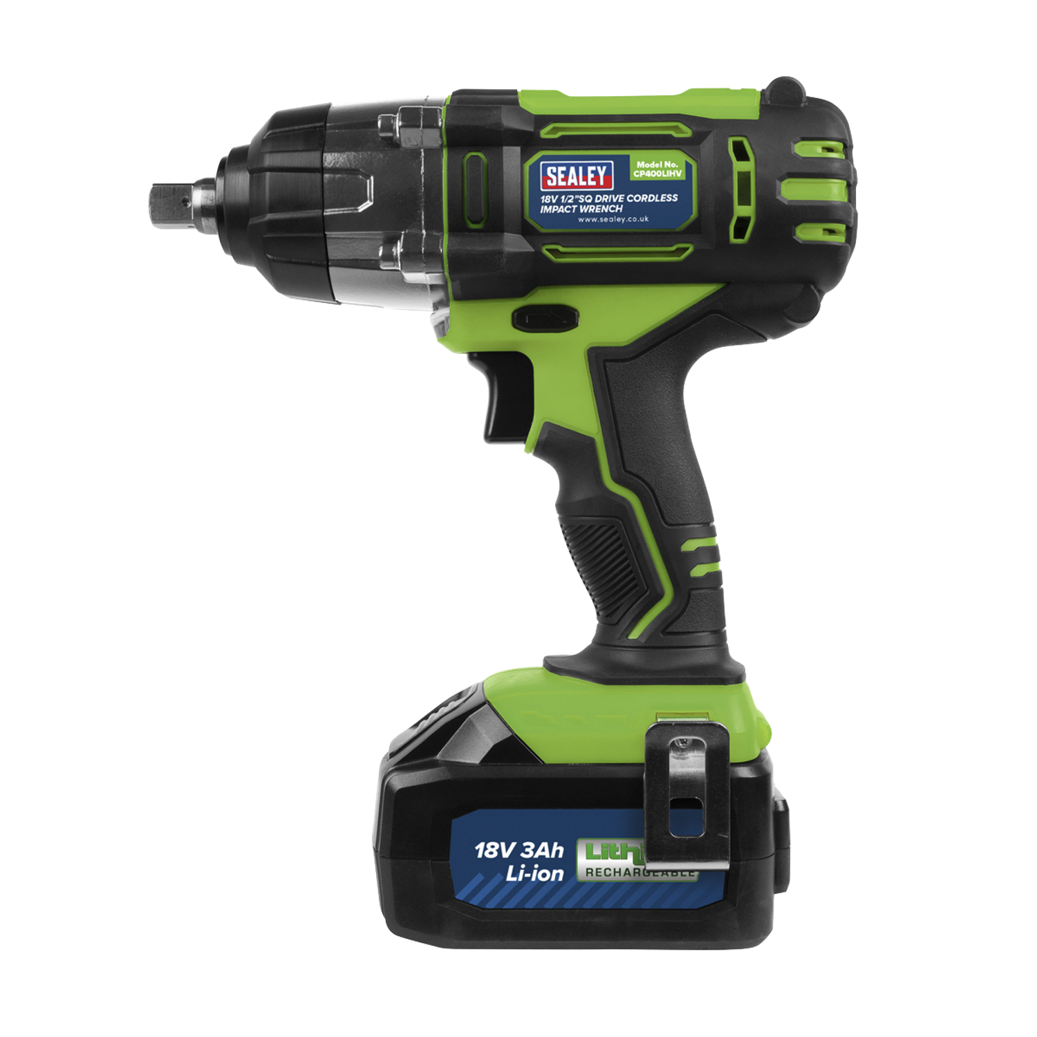 Sealey Cordless Impact Wrench 18V 3AH Li-ion 1/2" Square Drive Hi-vis
