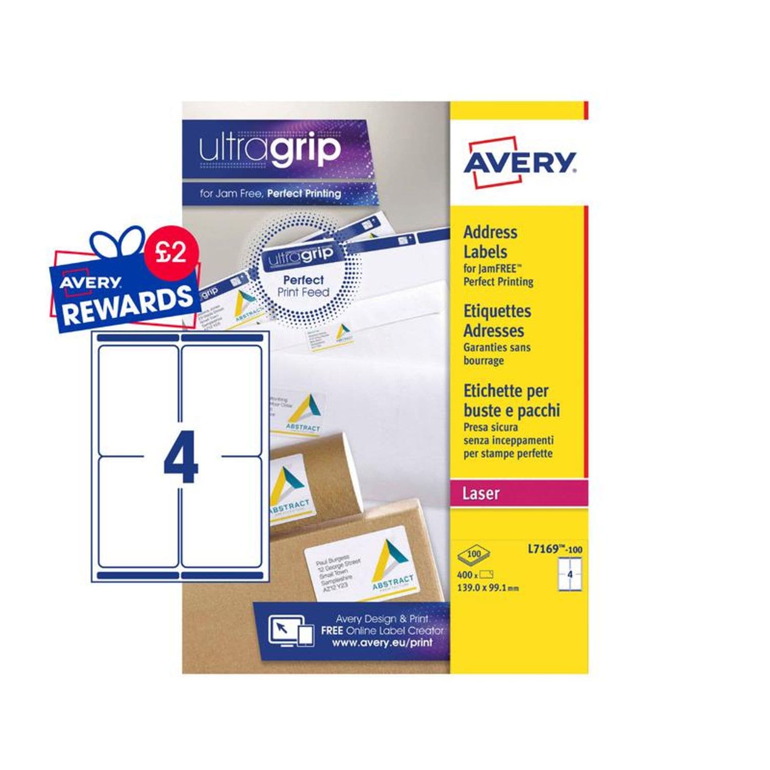 Avery Avery Laser Parcel Label 139x99mm 4 Per A4 Sheet White (Pack 400 Labels) L