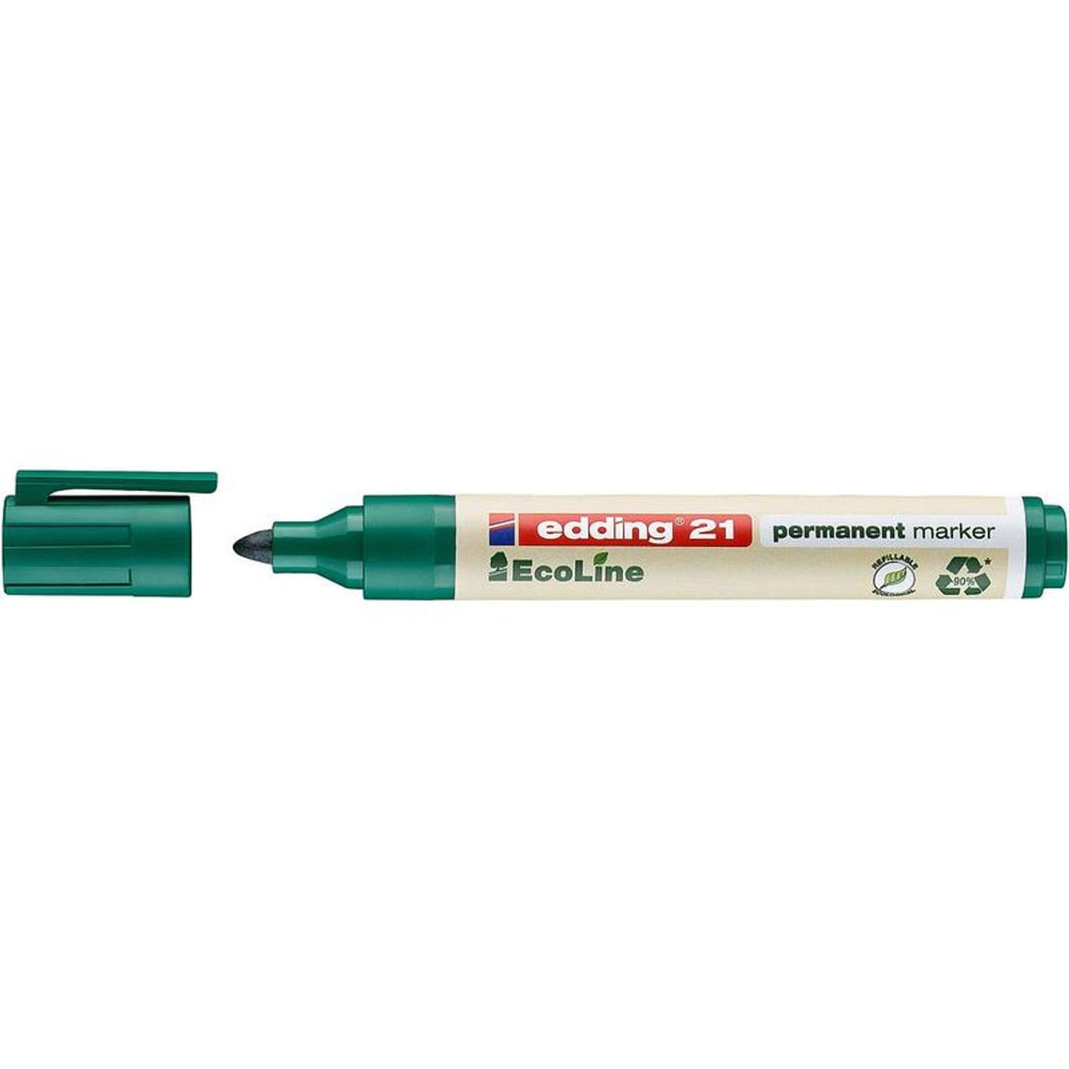 Edding Edding 21 EcoLine Permanent Marker Bullet Tip 1.5-3mm Line Green (Pack 10