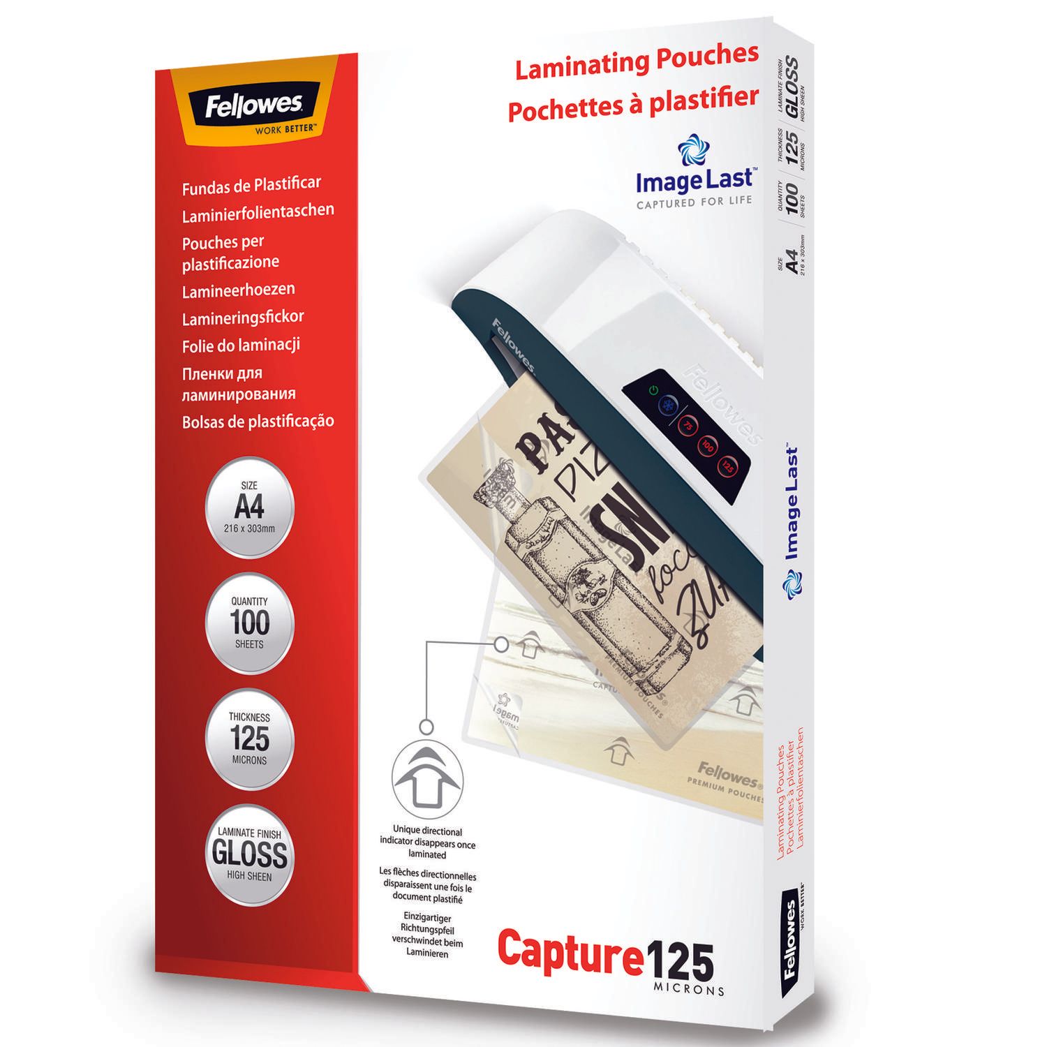 Fellowes Fellowes Laminating Pouch A4 2x125 Micron Gloss (Pack 100) 5307407